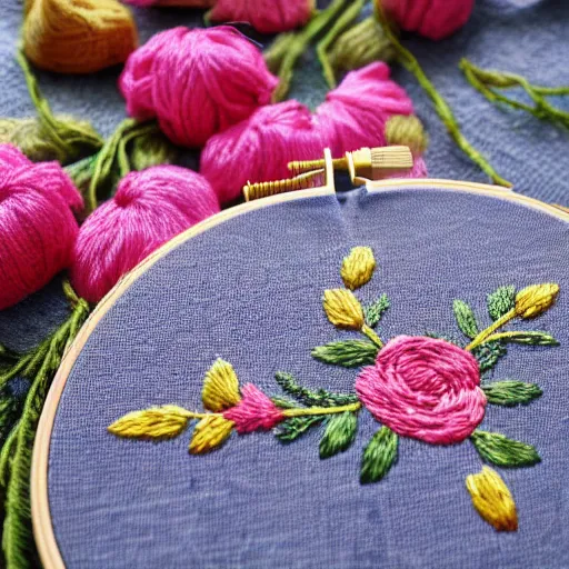 Prompt: floral embroidery