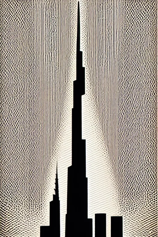 Image similar to minimalist boho style art of colorful burj khalifa, illustration, vector art