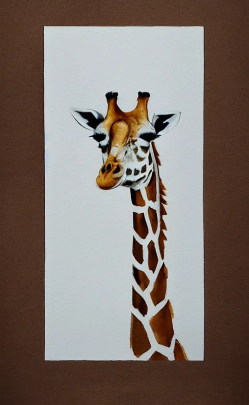 Image similar to minimalistic aquarell painting of a giraffe, white background