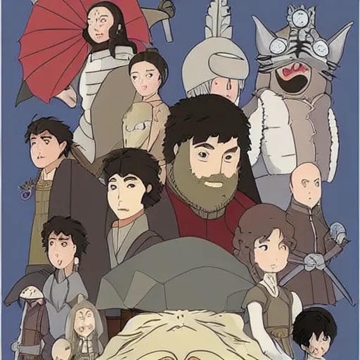 Image similar to studio ghibli adaptation of game of thrones.