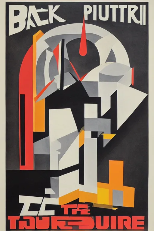 Image similar to back to the future, poster art by el lissitzky, bauhaus, constructivism, poster art, concert poster