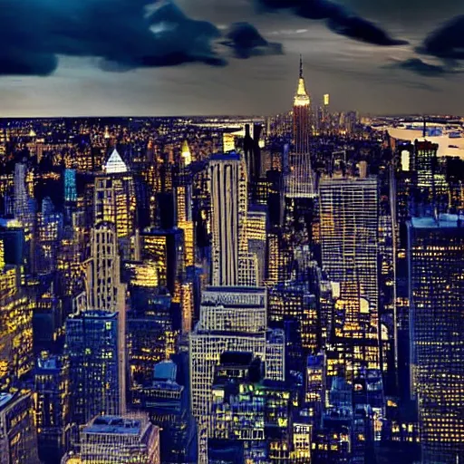 Image similar to New York City futuristic, detailed, good lighting