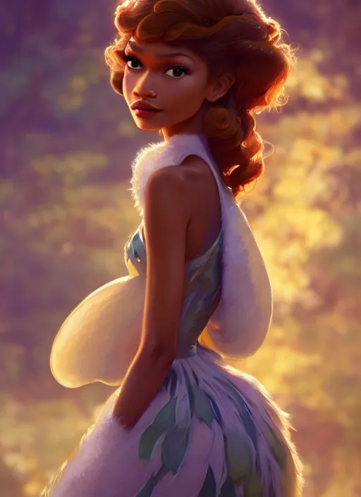 Image similar to beautiful zendaya as tiana princess disney, character art, art by artgerm lau and wlop and and ilya kuvshinov and john singer sargent, hyperdetailed, 8 k realistic, symmetrical, frostbite 3 engine, cryengine, dof, trending on artstation, digital art