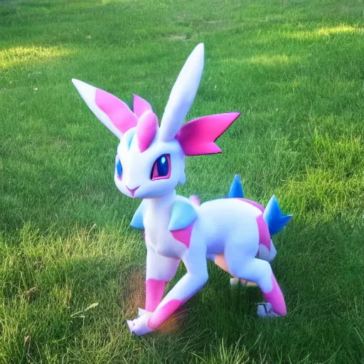 Prompt: real life pokemon sylveon, sylveon, cute, fluffy, ultra realistic, cinematic lighting, high resolution photo