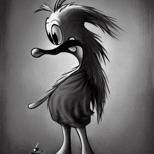 Image similar to michael karcz grunge drawing of donald duck. , in the style of corpse bride, loony toons style, horror themed, detailed, elegant, intricate, trending on artstation, 4k