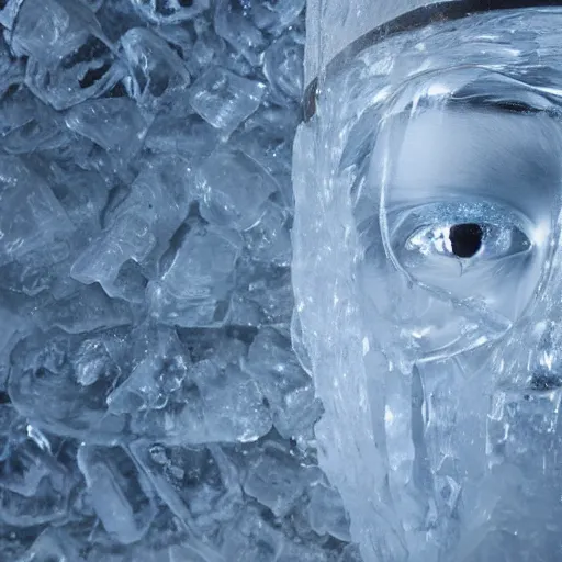 Image similar to see through clear sheet of ice sheet of ice in front of face face face behind ice face behind ice open eyes