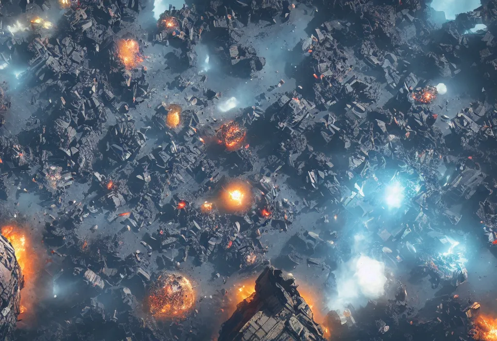 Prompt: fashion editorial in crashing asteroids on earth. gigantic explosions. cities destroyed. wide angle shot. highly detailed. depth of field. high definition. 8k. photography.