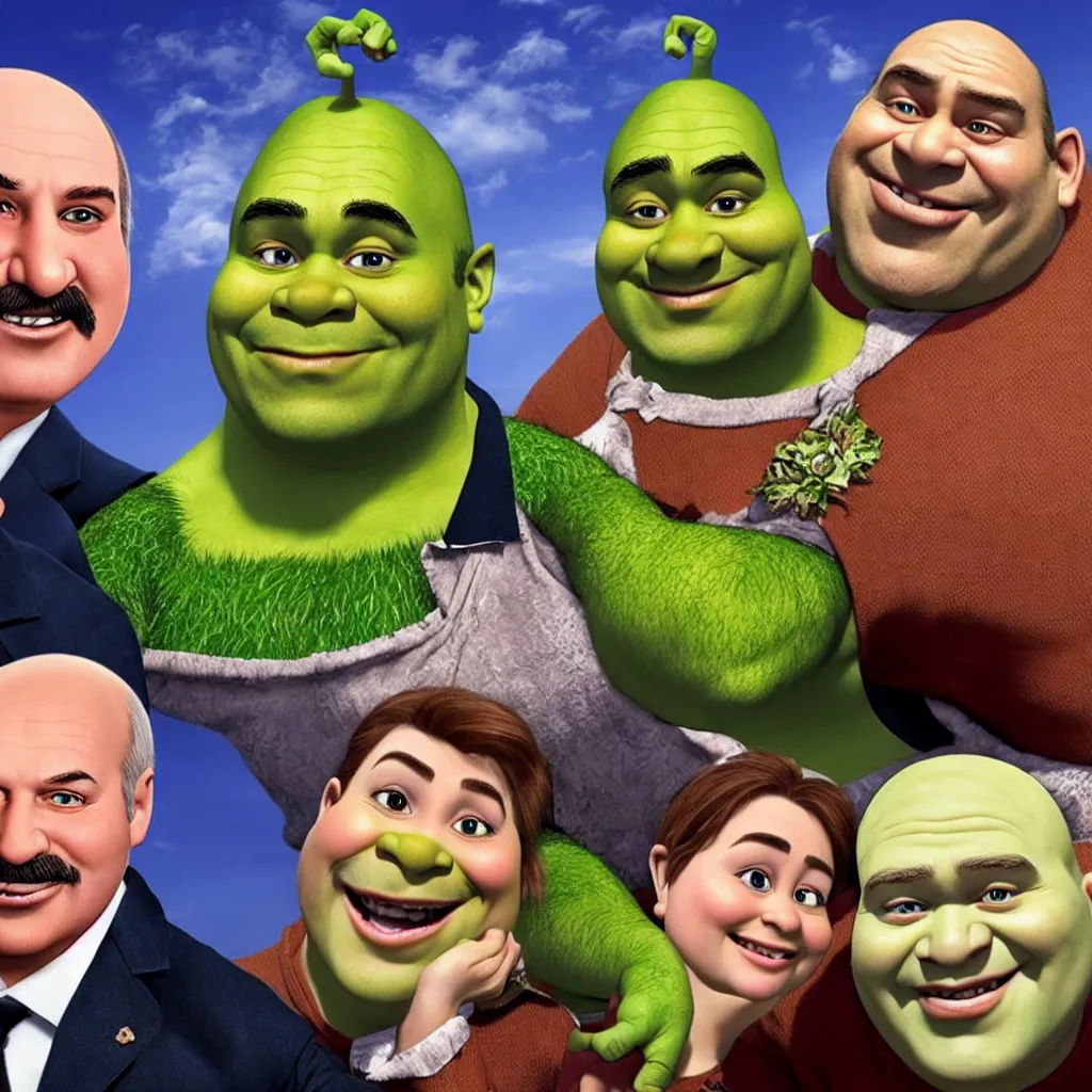 Image similar to shrek with alexander lukashenko face swap