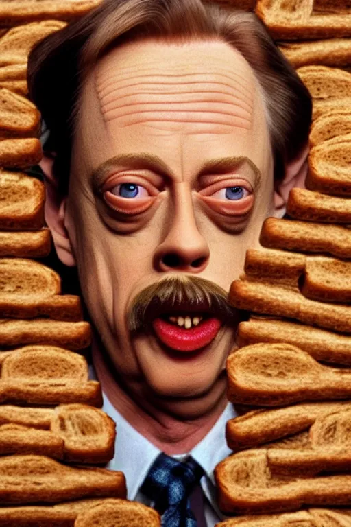 Image similar to film still of steve buscemi made out of bread in the life aquatic, 4 k