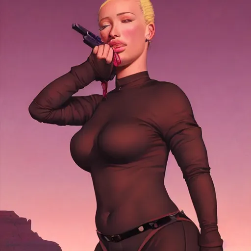 Image similar to 4k headshot of thicc Iggy azalea from Macfarlane comics, killing with green fire by Craig Mullins, ilya kuvshinov, krenz cushart, epic , artgerm trending on artstation by Edward Hopper and Dan Mumford and WLOP and Rutkovsky, beksinski carl spitzweg moebius and tuomas kocar, intricate artwork by caravaggio, Unreal Engine 5, Lumen, Nanite , 4K headshot of godlike clown with defined arms and open hands and bloody clothes with giant mandala wings , intricate face , flawless anime cel animation by Kentaro Miura, psychedelic , highly detailed upper body , professionally post-processed , beautiful, scary, symmetry accurate features, epic, octane rendered, anime masterpiece, accurate