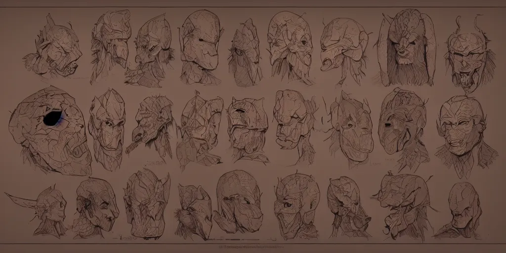 Image similar to wooden mask of joy design, character sheet, Moebius, Greg Rutkowski, Zabrocki, Karlkka, Jayison Devadas, Phuoc Quan, trending on Artstation, 8K, ultra wide angle, zenith view, pincushion lens effect