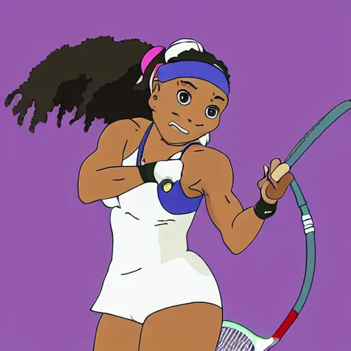 Prompt: Serena WIlliams as a Studio Ghibli character