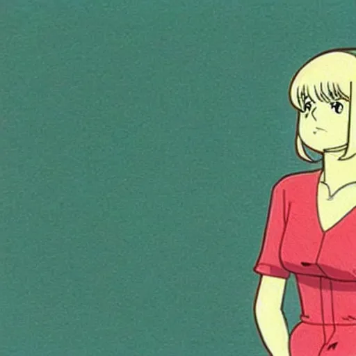 Image similar to still of France Gall in a 1960s anime, cel animation, in the style of Takahashi Macoto, very detailed