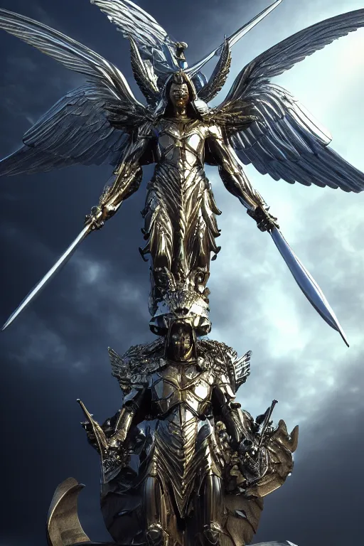 Image similar to archangel micheal by tsuyoshi nagano, illustration, cinematic lighting, hyperdetailed, 8 k, symmetrical, frostbite 3 engine, cryengine, dof, trending on artstation, digital art, crepuscular ray