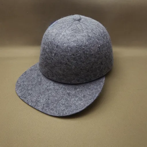 Prompt: a gray felt crown hat