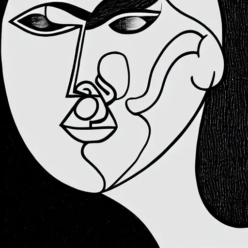 Prompt: one single continuous minimalist lineart of female face in the style of picasso, cubism, trending on instagram