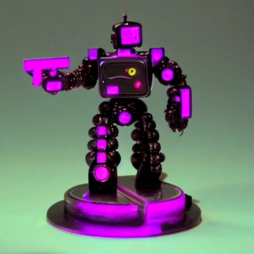 Image similar to robot bounty hunter, violet light