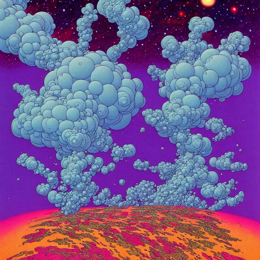 Prompt: ( ( ( ( beautiful flowers and gas cloud in a strange planet ) ) ) ) by mœbius!!!!!!!!!!!!!!!!!!!!!!!!!!!, overdetailed art, colorful, artistic record jacket design