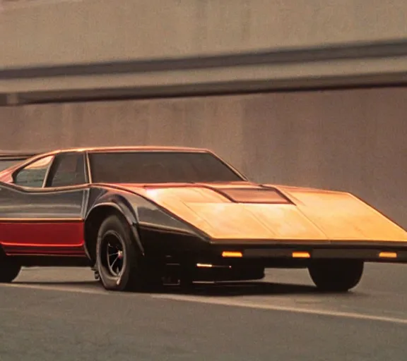 Prompt: a pov shot, color cinema film still of knight rider kitt pontiac, cinematic.