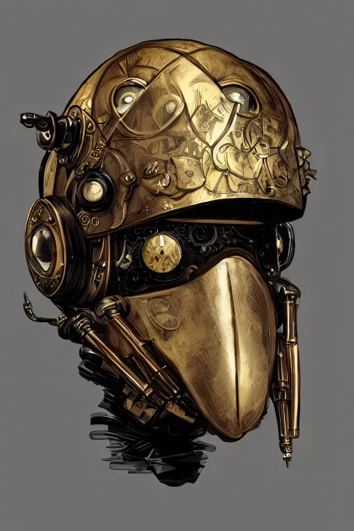 Image similar to steampunk helmet fantasy art mask robot ninja stylized digital illustration sharp focus, elegant intricate digital painting artstation concept art global illumination ray tracing advanced technology chaykin howard and campionpascale and cooke darwyn and davis jack