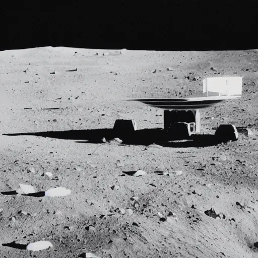 Image similar to a photo taken from a distance of a half built house on the surface of the moon