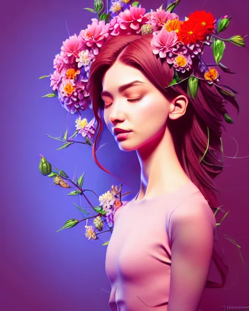 Prompt: richly detailed color illustration of a rotocoped-animation-of-flowers-flowing illustrated by Artgerm and Mina Petrovic and Timothy Kong and Marina Federovna. 3D shadowing