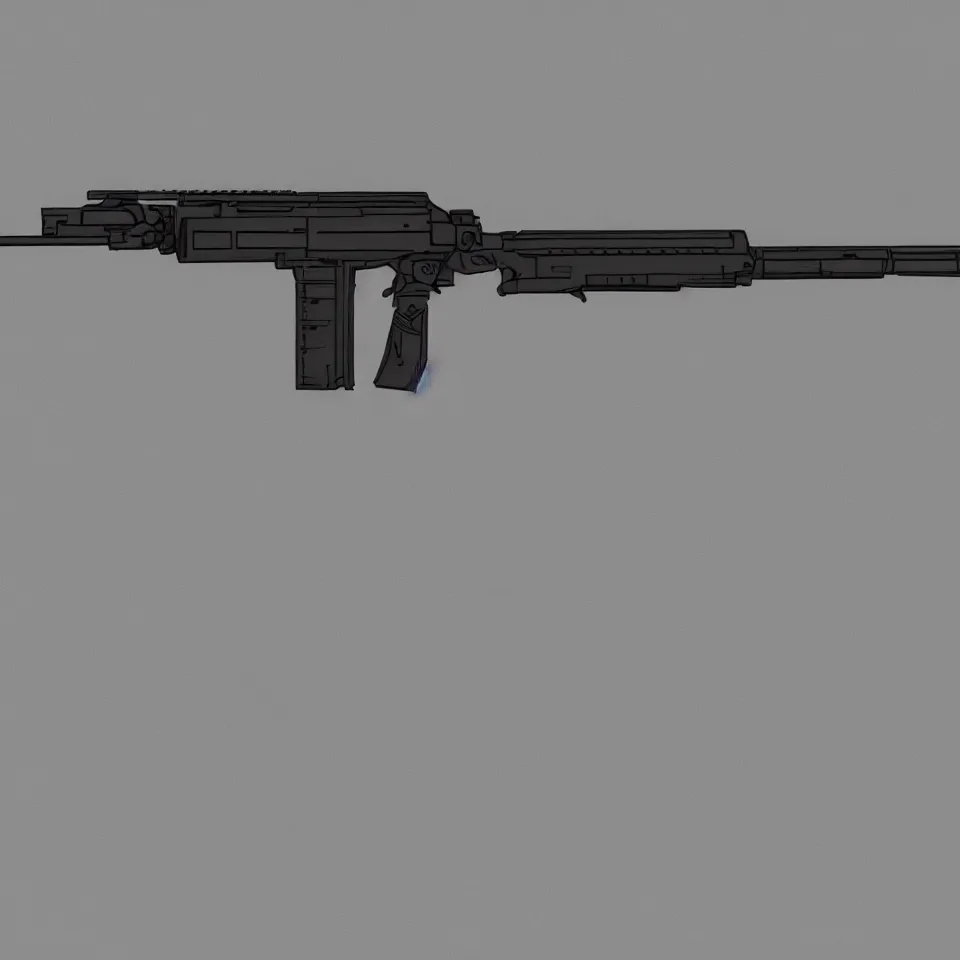 Image similar to concept art minimalist gun rifle weapon design all attachments