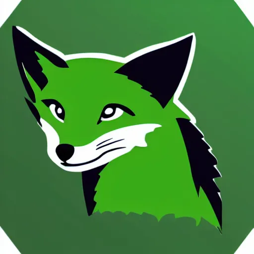 Prompt: logo of a green fox, simple, modern, app style