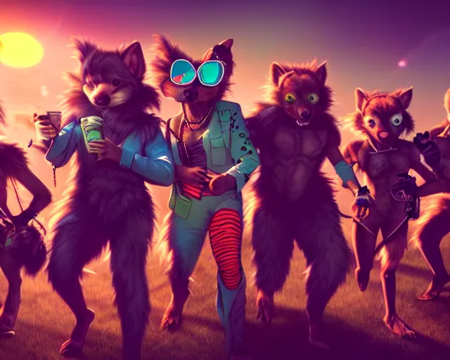 Image similar to high - resolution photograph from a raypunk era furry fandom convention ( midwest furfest 2 0 4 7 ), taking place after the genetic revolution and singularity. photorealistic.