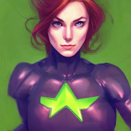 Image similar to jean grey, a half body of jean grey, green eyes, comic, x - men, highly detailed, artstation, symetry, digital painting, vivid colors, realistic shaded perfect face, soft lighting, atmospheric, cinematic, moody, in the style of jim lee, oil on canvas, 8 k