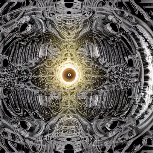 Prompt: Infinite gears within gears with infinite eyes, hyperrealistic art, biological universe, energy