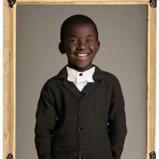 Image similar to photo of a black boy smiling, studio portrait