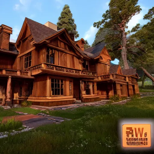 Prompt: Peaceful wooden mansion, unreal engine 5 tech demo, Asher Duran