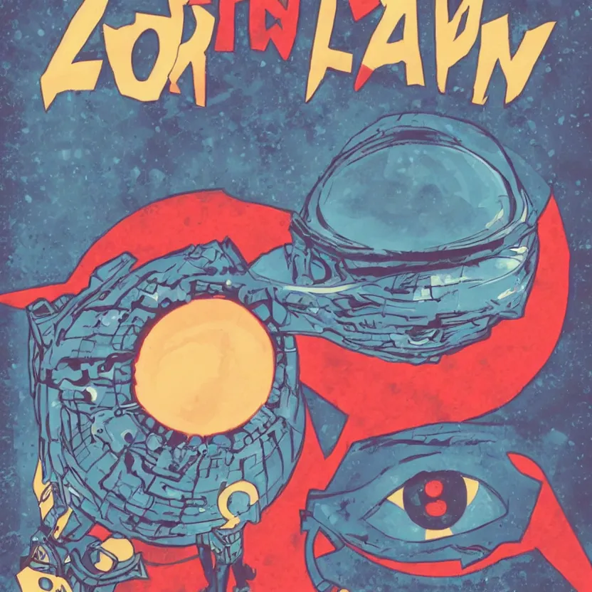 Image similar to giant evil eye charm, comic book cover art inspired by tim doyle and kurzgesagt