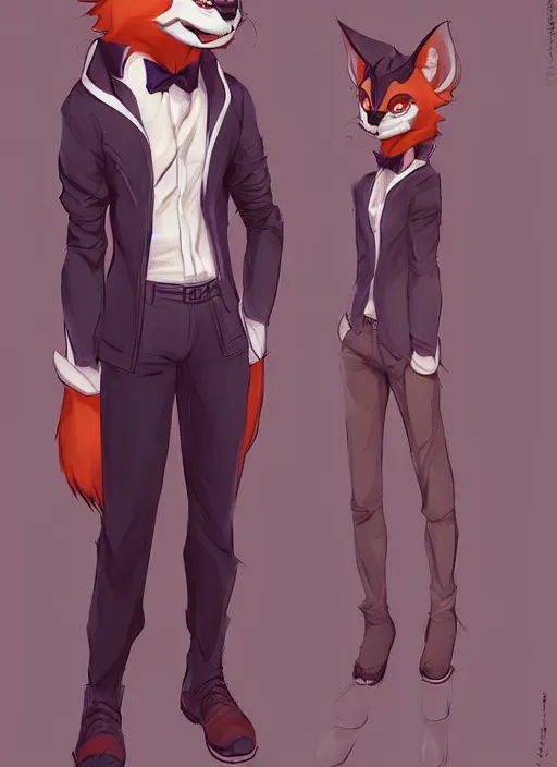 Prompt: character portrait of a male anthro Incineroar fursona with a furry body wearing a dress shirt and slacks in a futuristic city. Character design by charlie bowater, ross tran, artgerm, and makoto shinkai, detailed, inked, western comic book art