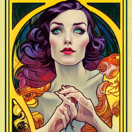 Prompt: a streamline moderne portrait in the style of anna dittmann and donato giancola and alphonse mucha.