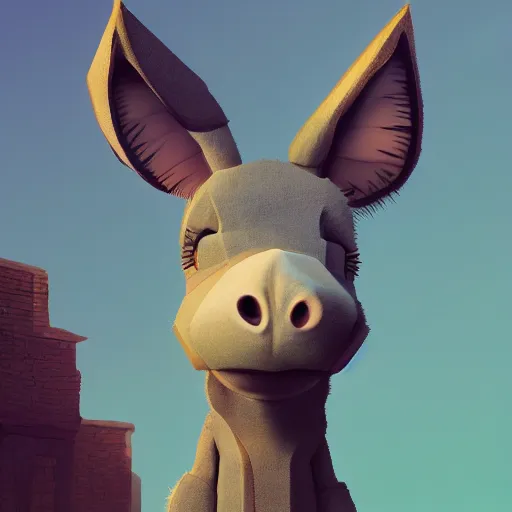 Image similar to cute illustration of a donkey, digital art, inspired by tearaway, by greg rutkowski, sharp, masterpiece, highly detailed, photorealistic, octane render, 8 k, unreal engine 5, trending on artstation, vivid colors