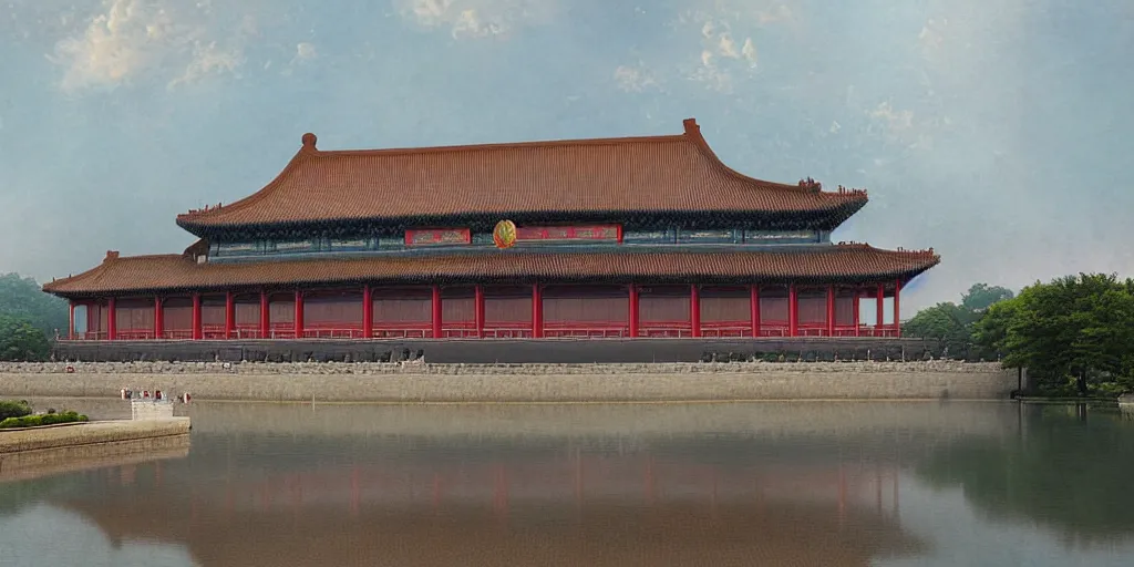 Image similar to beijing palace museum ， by makoto shinkai and ruan jia