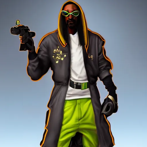 Prompt: snoop dogg overwatch hero concept character, trending on artstation