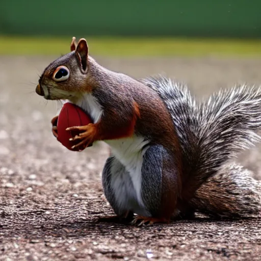 Prompt: a squirrel playing rugby n - 4
