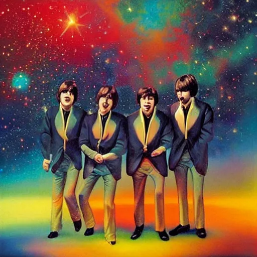 Image similar to Liminal space in outer space, The Beatles album cover art!!