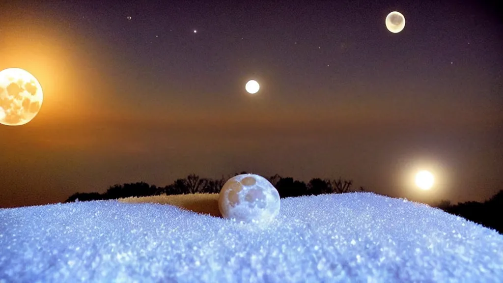 Prompt: the bright moonlight in front of the bed is suspected to be frost on the ground. look up at the bright moon and look down at your hometown