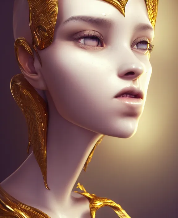 Prompt: cute anthropomorphic gold by charlie bowater and anna dittmann and artgerm and clemens ascher, portrait, intricate, elegant, product shot, macro, symmetrical face, highly detailed, dramatic lighting, sharp focus, octane render, trending on artstation, artstationhd, artstationhq, unreal engine, 4 k, 8 k
