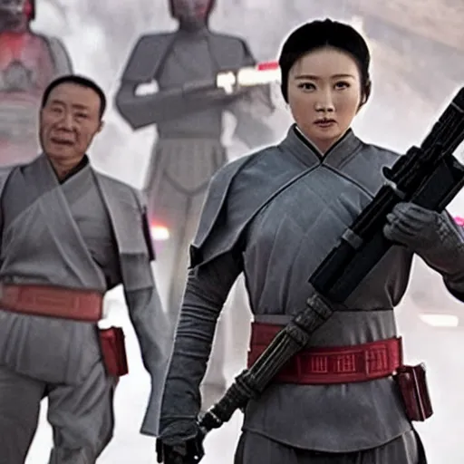 Image similar to screenshot from a chinese star wars movie