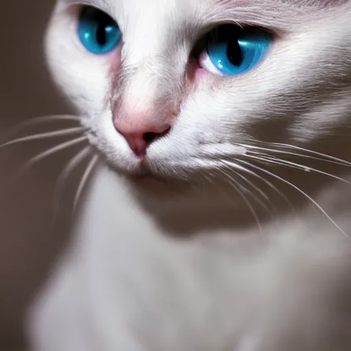 Prompt: white cat with blue eyes,