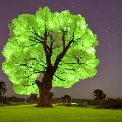 Prompt: a bioluminescent tree