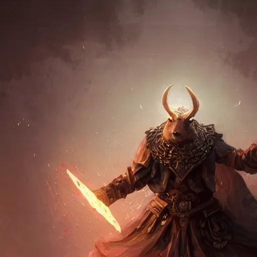 Image similar to Anthropomorphized Sheep casting epic spell, magic the gathering artwork, D&D, fantasy, cinematic lighting, centered, symmetrical, highly detailed, digital painting, artstation, concept art, smooth, sharp focus, illustration, volumetric lighting, epic Composition, 8k, art by Akihiko Yoshida and Greg Rutkowski and Craig Mullins, heroic pose, oil painting, cgsociety, magic lab background