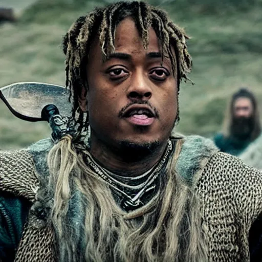 Image similar to juice wrld in vikings 4 k detailed super realistic
