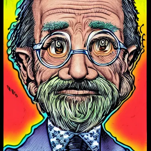 Image similar to The Artwork of R. Crumb and his Cheap Suit crazy old man dancing, pencil and colored marker artwork, trailer-trash lifestyle