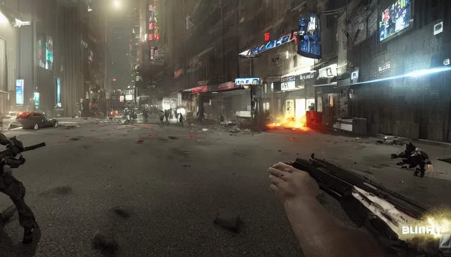 Prompt: 2020 Video Game Screenshot, Anime Neo-tokyo Cyborg bank robbers vs police, Set inside of the Bank, Open Bank Vault, Multiplayer set-piece Ambush, Tactical Squads :10, Police officers under heavy fire, Police Calling for back up, Bullet Holes and Realistic Blood Splatter, :10 Gas Grenades, Riot Shields, Large Caliber Sniper Fire, Chaos, Akira Anime Cyberpunk, Anime Machine Gun Fire, Violent Action, Sakuga Gunplay, Shootout, :14 Quibli Shader :19 , Inspired by Intruder :10 Created by Katsuhiro Otomo + Capcom: 19,